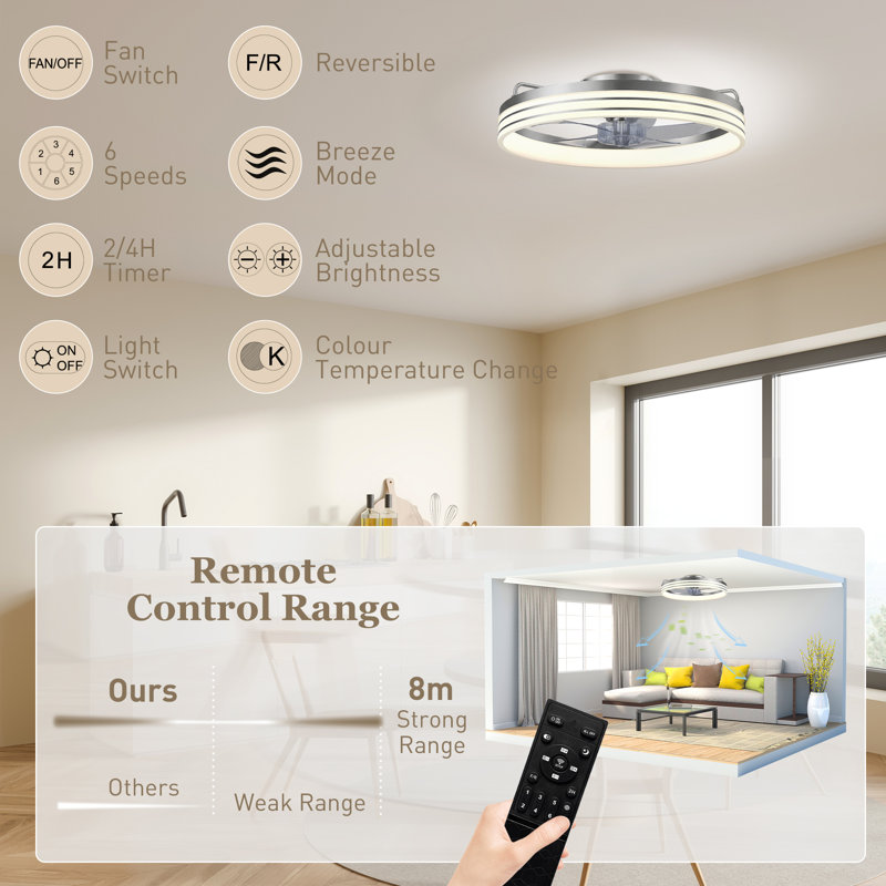 50cm Ceiling Fan with LED Lights, Silver
