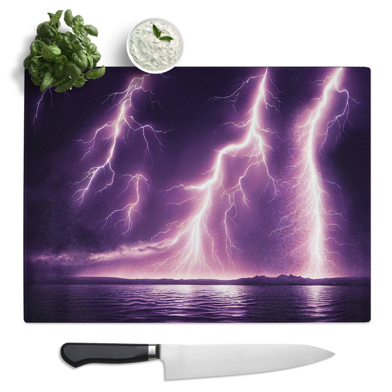 Dazzling Lightning Storm  Glass Chopping Board