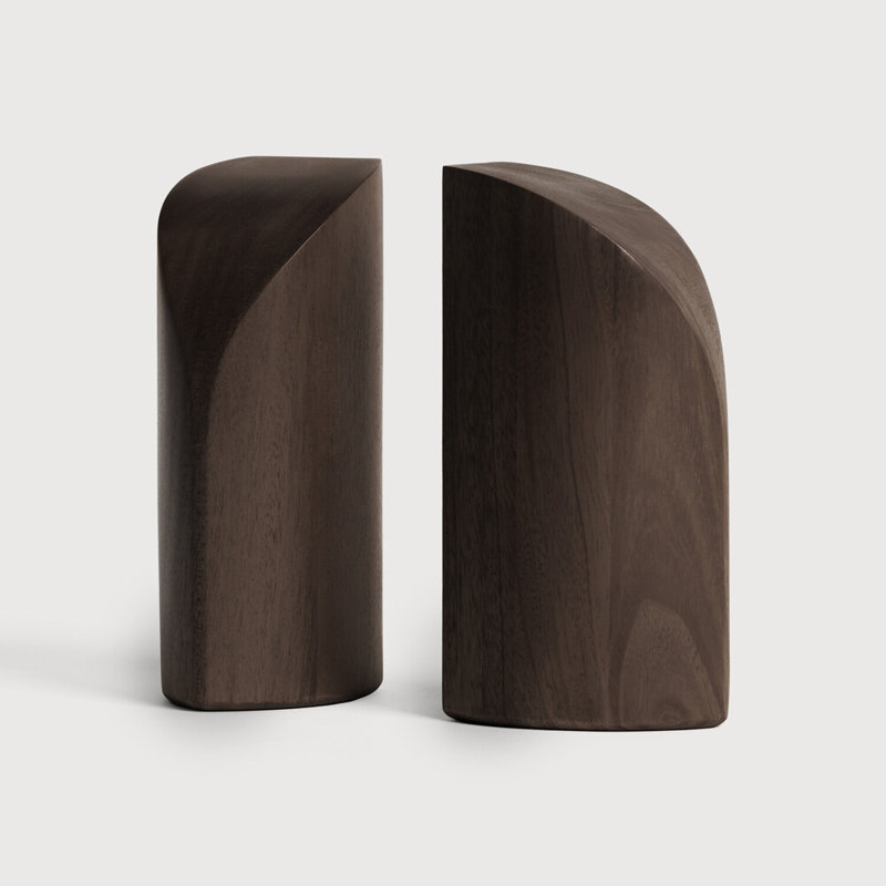 Pi Solid Wood Bookends, Walnut