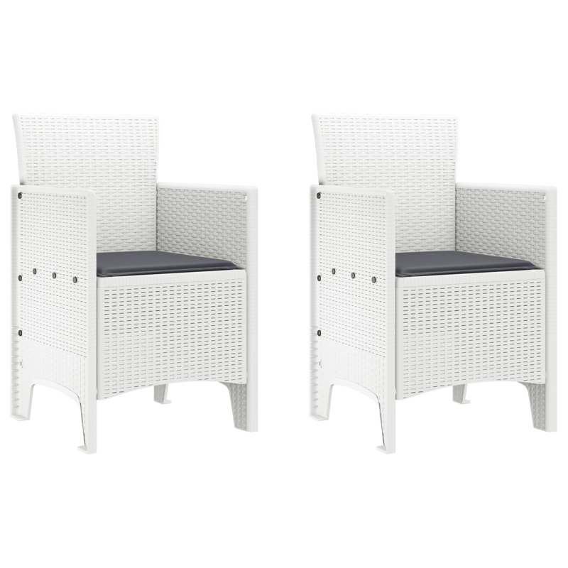 Chaise de jardin vidaXL 2 pièces en polypropylène blanc 20,87 x 19,29 x 33,46 po, Gris, Blanc