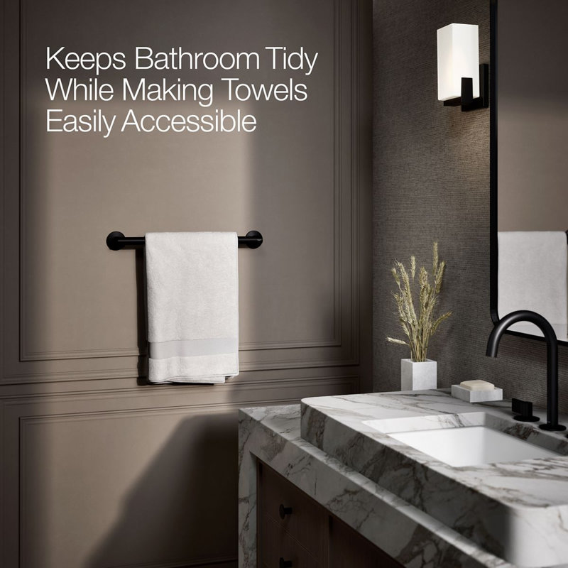 Components Towel Bar, Matte Black, 18"W