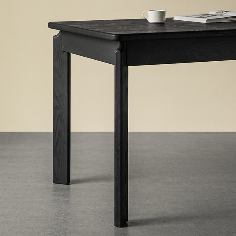 Bureau rectangulaire noir en bois massif avec 3 tiroirs, H 29,53 po x l 55,12 po x P 29,53 po