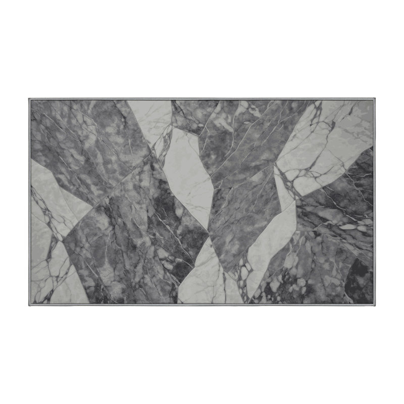 Machine Washable Gray Area Rug, Rectangle 7' x 10'