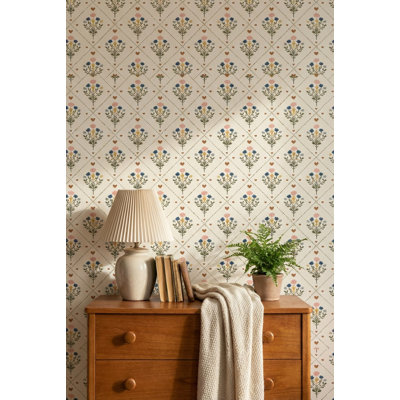 Papier peint floral Folk