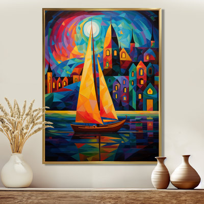 Bateau à voile coloré au port II - décoration murale bateau à voile