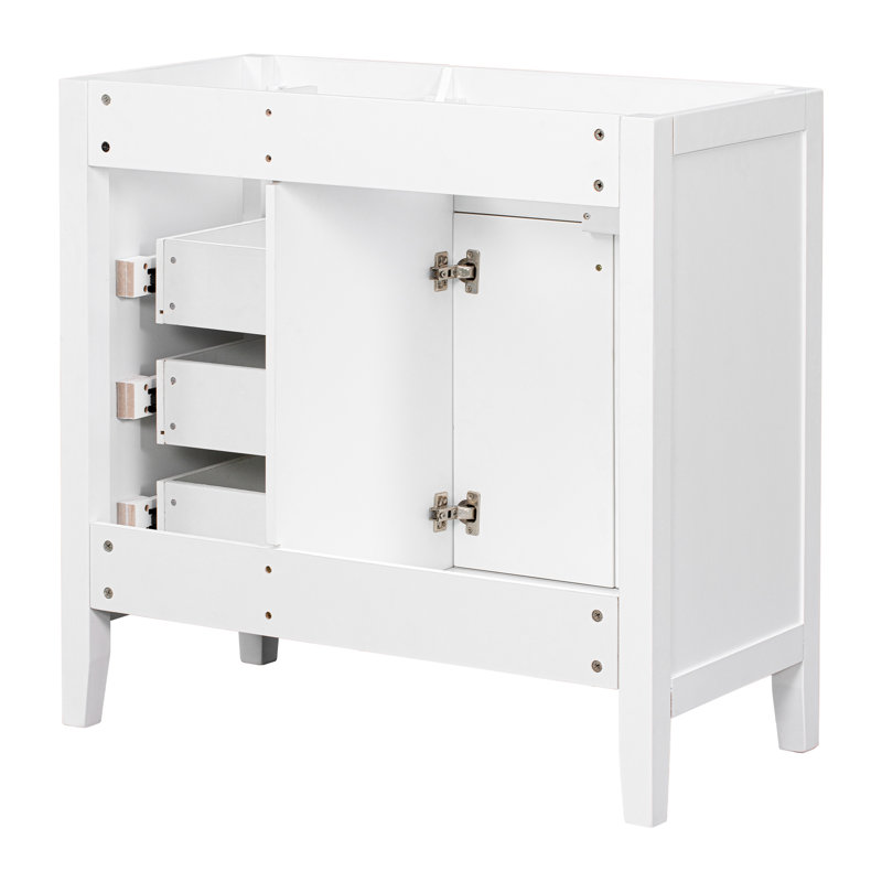 White 36" Freestanding Bathroom Vanity Cabinet with Drawers
