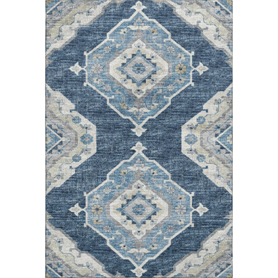 Premium Machine Washable Andreau AMF91 Blue Rug