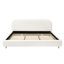 Lit tapissier très grand Boucle, couleur blanche, tête de lit incurvée, métal et fabrication, rembourrage en mousse confortable, pieds en bois massif pour plus de stabilité, assemblage rapide par un lit de deux pouces avec tissu,