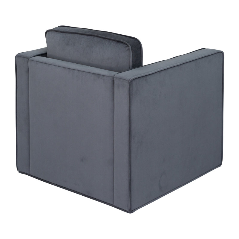 Gray Velvet 30" Swivel Armchair with Wood Frame