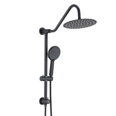 Système de douche à main mural 10 po avec douche à effet pluie et détente en métal noir mat