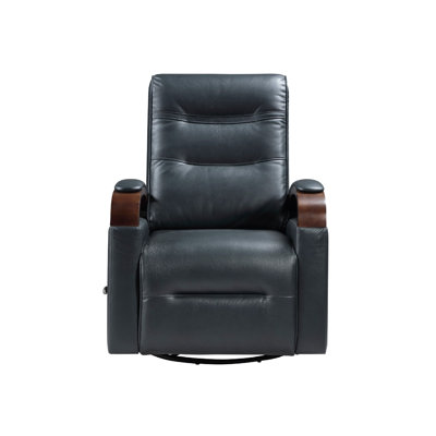  Selkirk 31.5" Modern & Contemporary Swivel Glider Breathable Faux Leather Reclining Chair with 360-Degree Swivel, Gentle Gliding Motion & Solid Rubberwood Arms