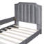 Lit de jour simple tapissier avec tête de lit à rayures classique, gris-367700344