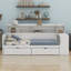 Wooden Daybed With Storage Shelves,Two Storage Drawers And Study Desk-107329640
