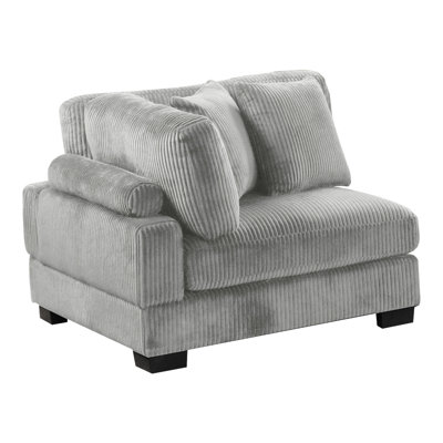 Gray Corduroy Upholstered Contemporary Corner Wedge With Wood Frame, Medium-firm Comfort Level, Cushion Back, And Armless Look Modern Frame Legs, Seat, Design For A Comfortable Relaxing Area At Home