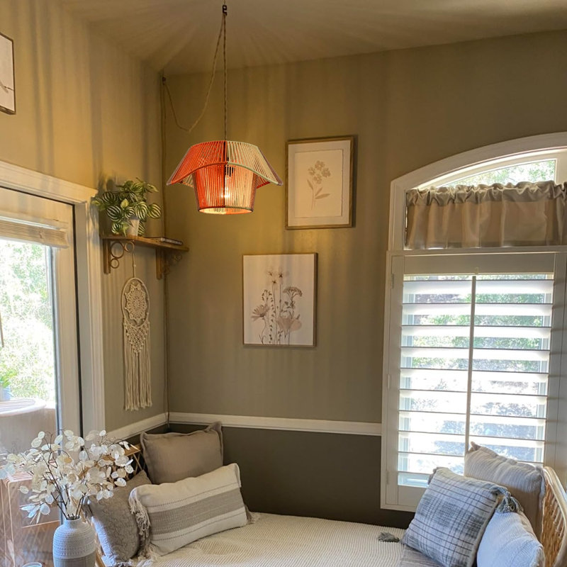 Boho Rattan Plug In Pendant Light