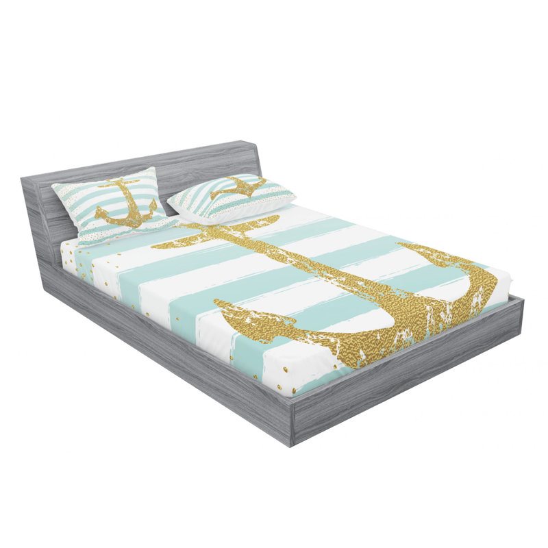 Microfiber Striped Sheet Set, Queen Sheet Set with Fitted Sheet