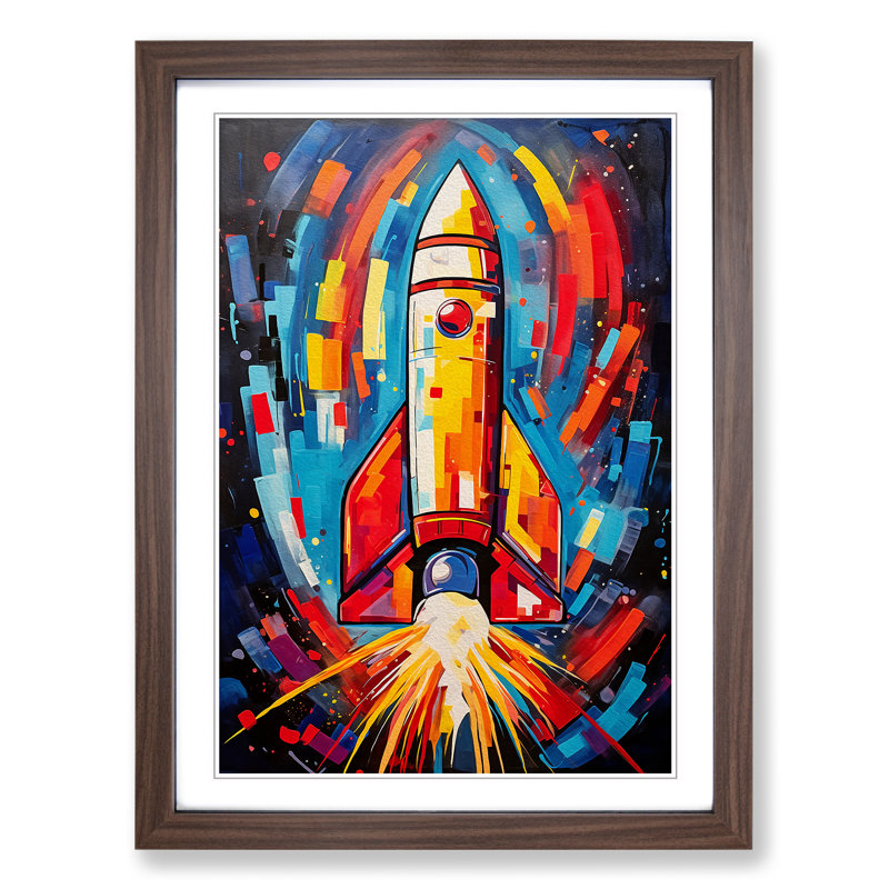 Rocket Abstract No.2 1 Piece Single Picture Frame Wall Art, 46cm H x 34cm W x 2cm D, Walnut