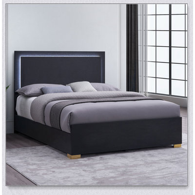 Jeremiah Black Wood Queen LED Panel Bed