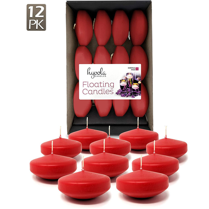 Hyoola, bougies flottantes rondes de qualité supérieure de 3 pouces - ivoire (paquet de 12), Rouge