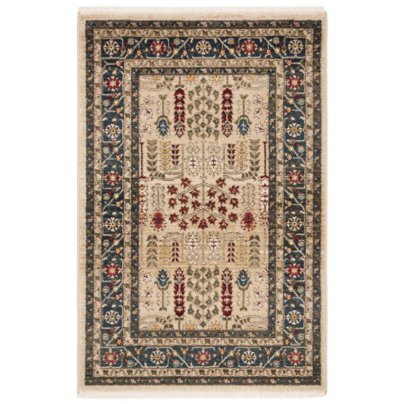 Tapis beige / bleu marine en polypropylène tissé à plat Ralph Lauren, Rectangle 2 pi 6 po x 4 pi