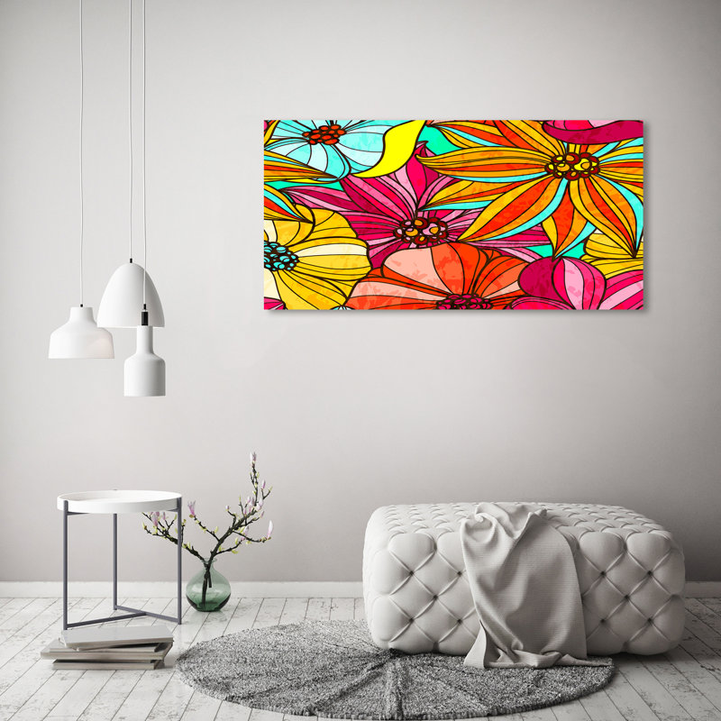 Floral Pattern 1 Piece Wrapped Canvas Wall Art
