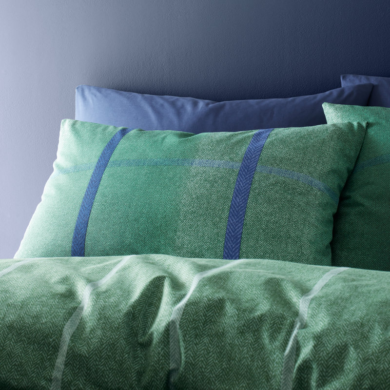 Brushed Melrose Tweed Cotton Reversible Duvet Cover Set, Double Duvet Cover + 2 Standard Pillowcases