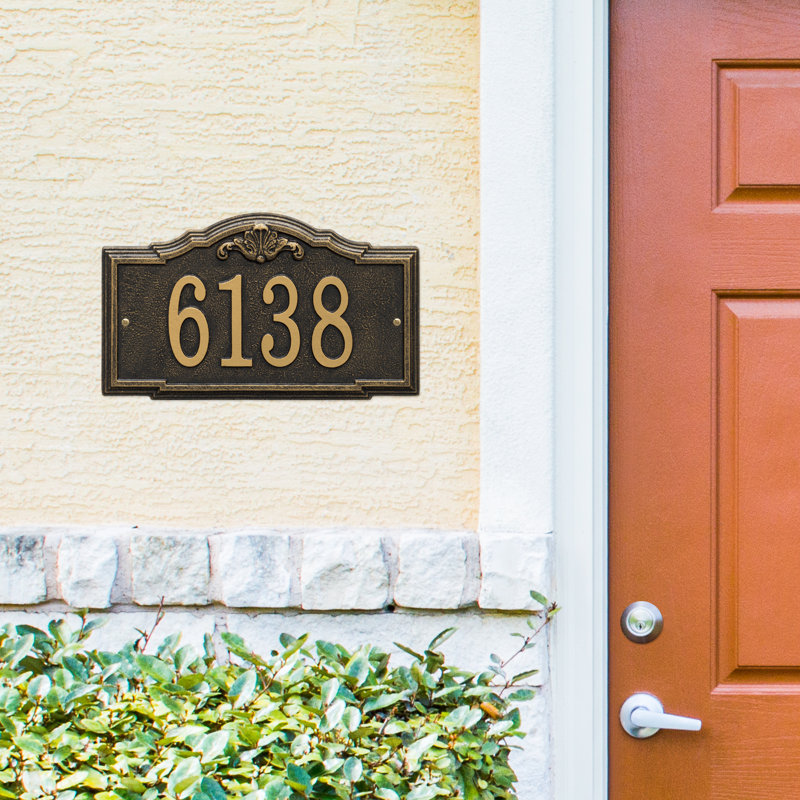 Gatewood Personalized Standard 1-Line Wall Address Plaque, Black/Gold, Yes