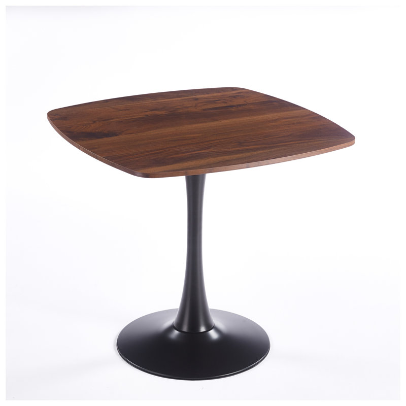 Modern Walnut Dining Table - 31.5 Inch Small Space Saving Kitchen Table with Sturdy Metal Frame, Black & Dark Walnut Finish
