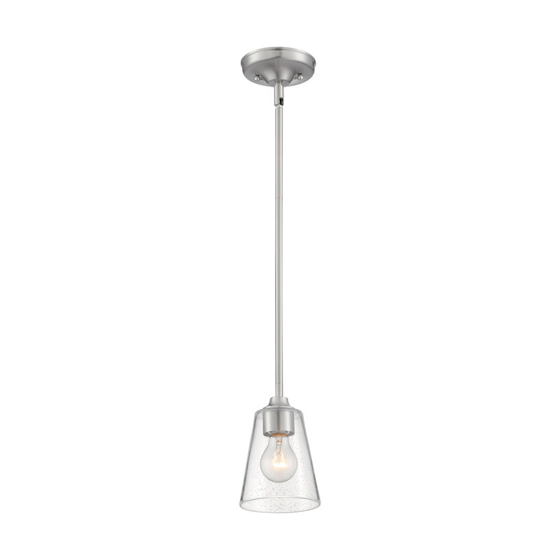 Luminaire suspendu en forme de cloche à 1 lumière Weccacoe, Nickel brossé