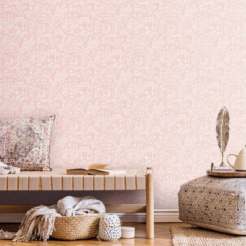Baskin 10m x 53cm Matte Wallpaper Roll, Pink