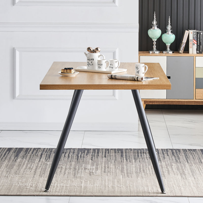 Ernst 120/150cm Nordic Metal Base Rectangular Manufactured Wood Dining Table, Oak, 150cm x 90cm