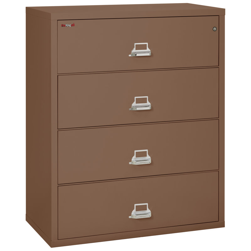 Fireproof 44.5'' Wide 4 -Drawer Steel File Cabinet, Tan, E-Lock