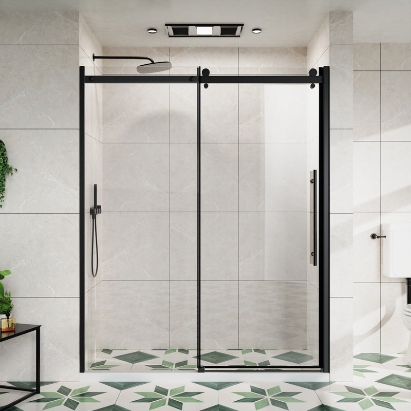 60.In W X 72.In H Single Sliding Frameless Shower Door with 1/4 inch Clear Tempered Glass