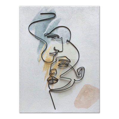 Handmade People Wall Decor on Metal Wire On Canvas