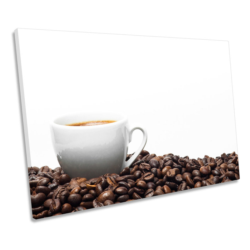 X5314 Coffee Cup Brown White - Wrapped Canvas Print, 81.3cm H x 121.9cm W x 4cm D