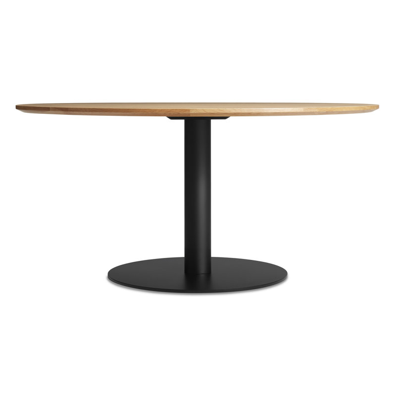 Easy Round Dining Table, Matte Black, 29" H x 60" W x 60" L, White Oak