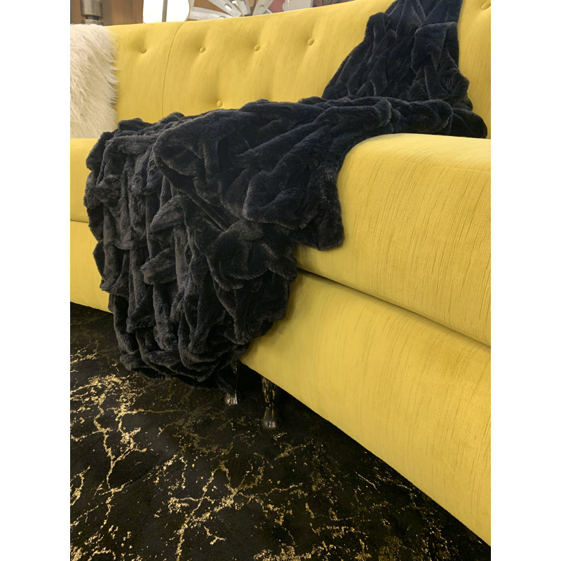 Loufie Hand Woven Throw Blanket, 50" W x 60" L, Black