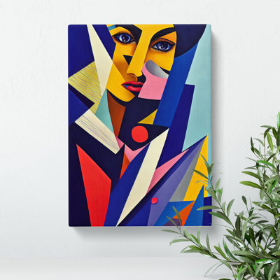 Woman Abstract Cubism No.1 - Wrapped Canvas Print
