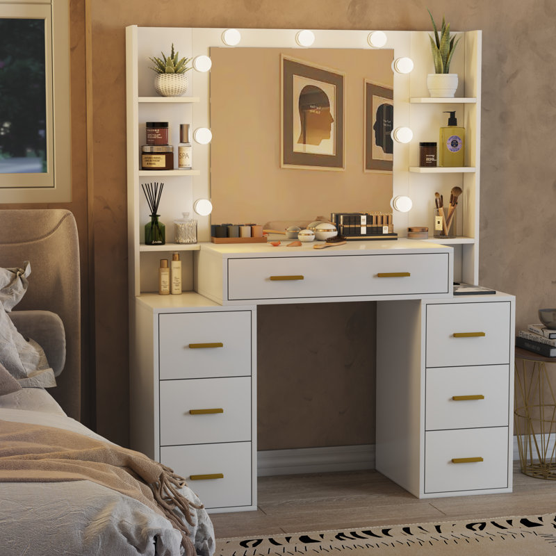 Ensemble de meuble-lavabo 43 po avec miroir lumineux Venetto, Blanc