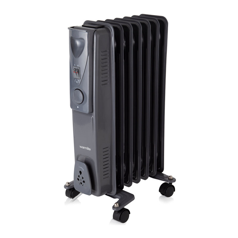 Warmlite WL43003YDT 7 Fin Oil Filled Radiator with Adjustable Thermostat and Overheat Protection, 1500W, Dark Titanium