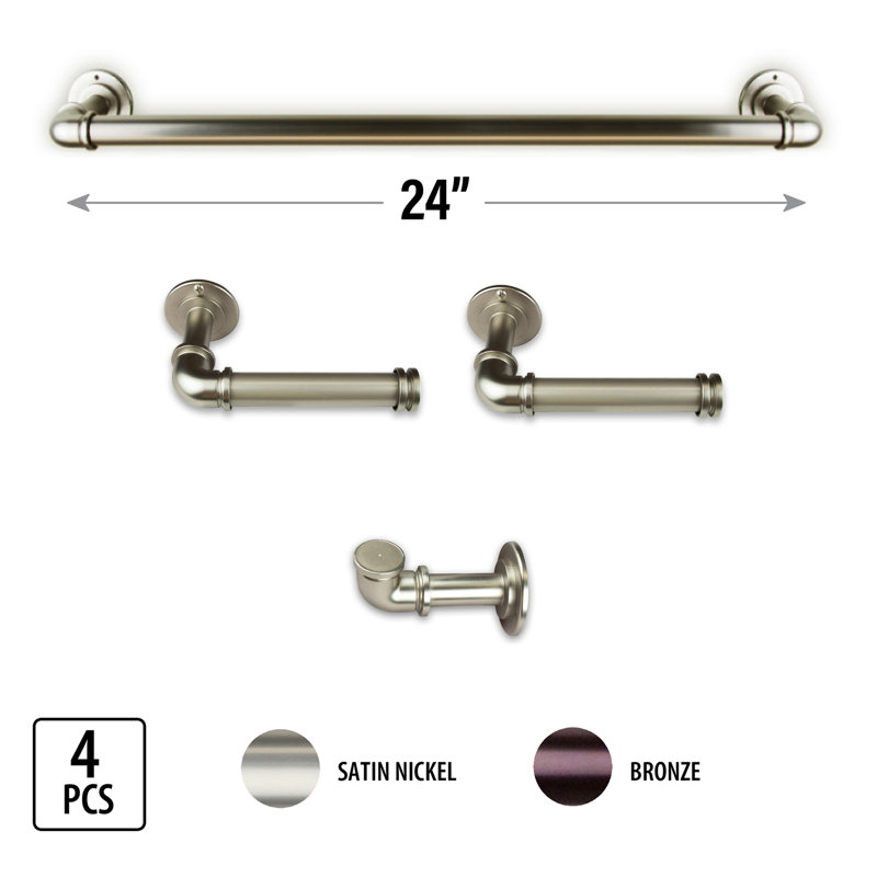 4 - Piece Bathroom Hardware Set, Satin Nickel