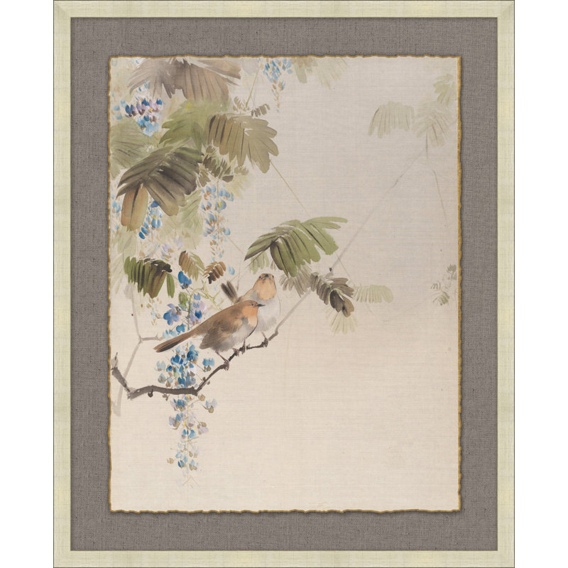 Eastern Birds 2 - Peinture sur papier avec cadre flottant