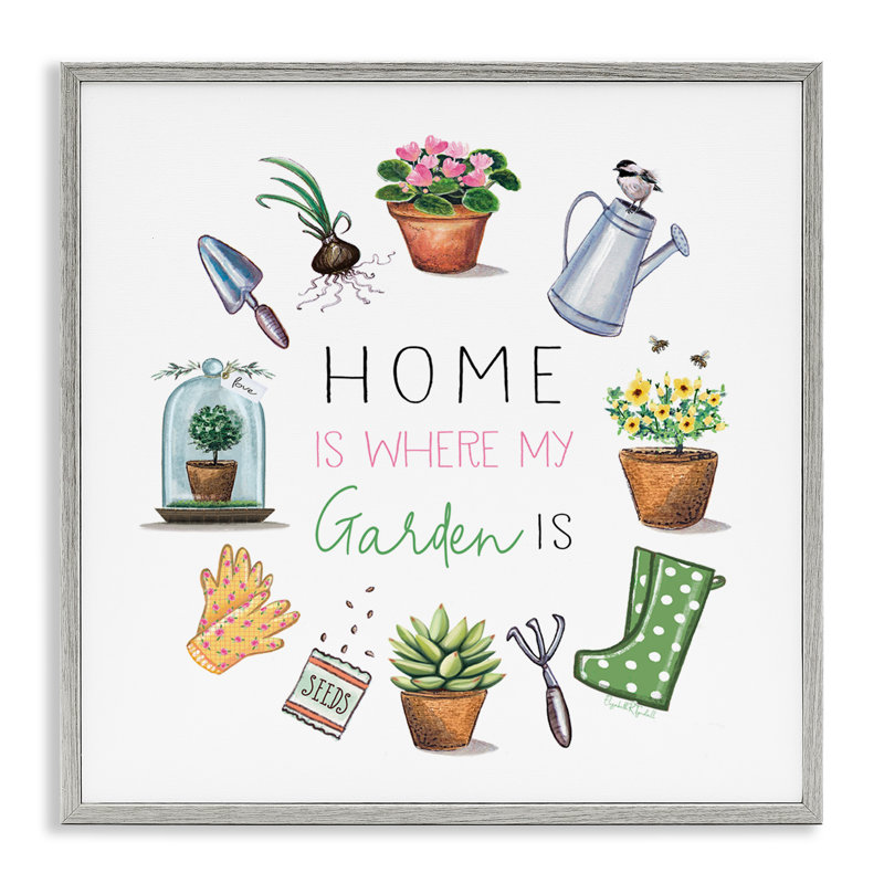 «Home Where Garden Is», estampe numérique par Elizabeth Tyndal, H 24 po x l 24 po, Estampe numérique Farmhouse