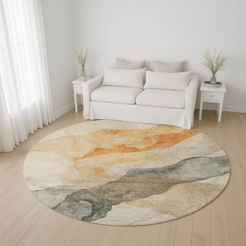 Premium Machine Washable Jacquez AMF1793 Modern Rug, Round 8'