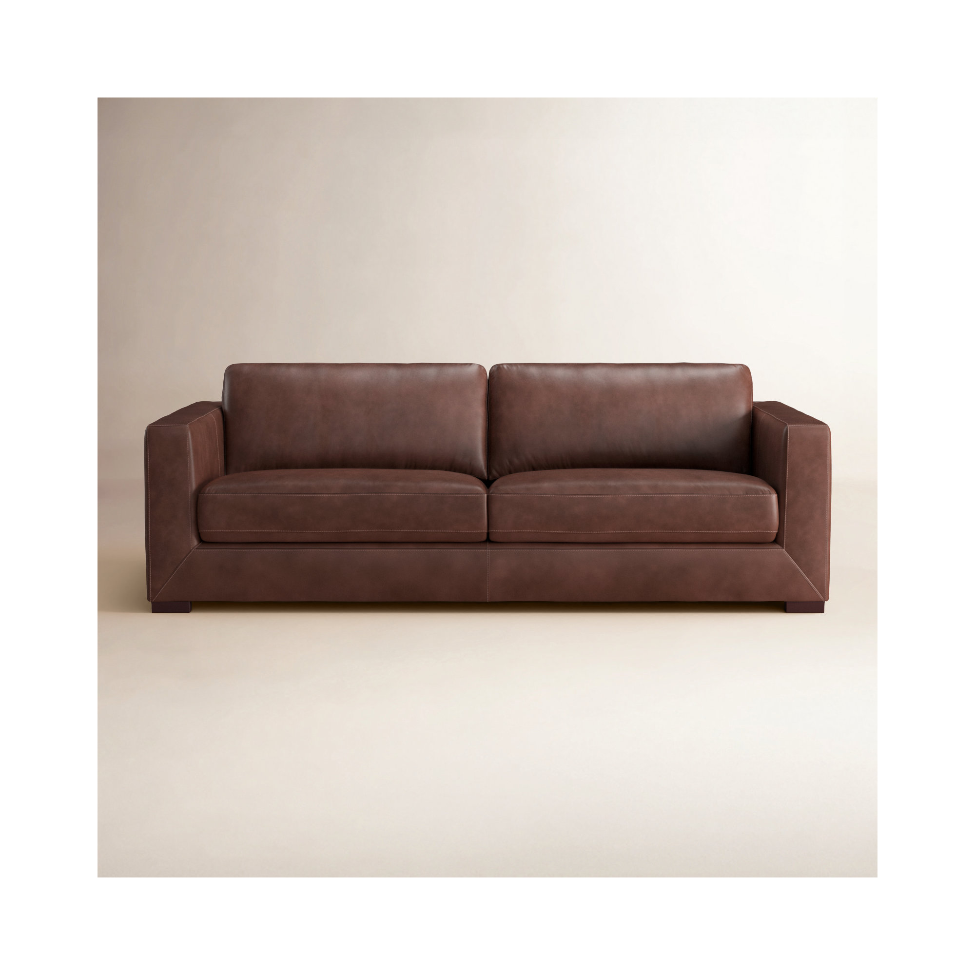 Winsor 91'' Genuine Leather Sofa, Vintage Tobacco Top Grain Leather