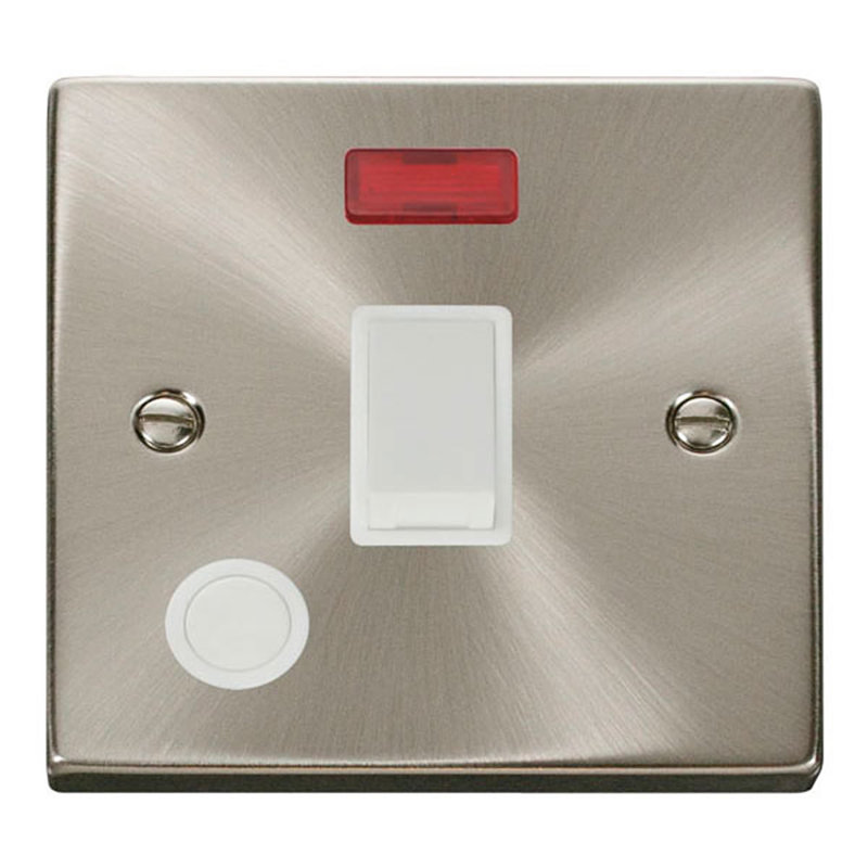 Satin / Brushed Chrome 1 Gang 20A DP Switch With Flex With Neon