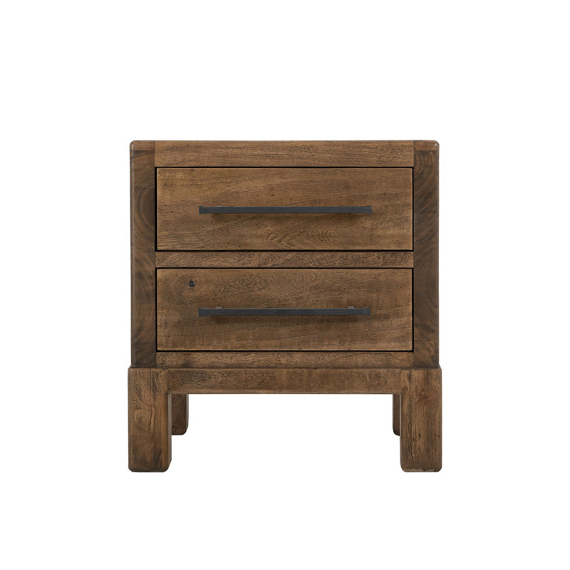 2 tiroirs, table de chevet, Brun