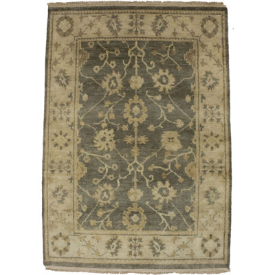 Gris/beige en laine noué à la main oriental Tapis décoratif