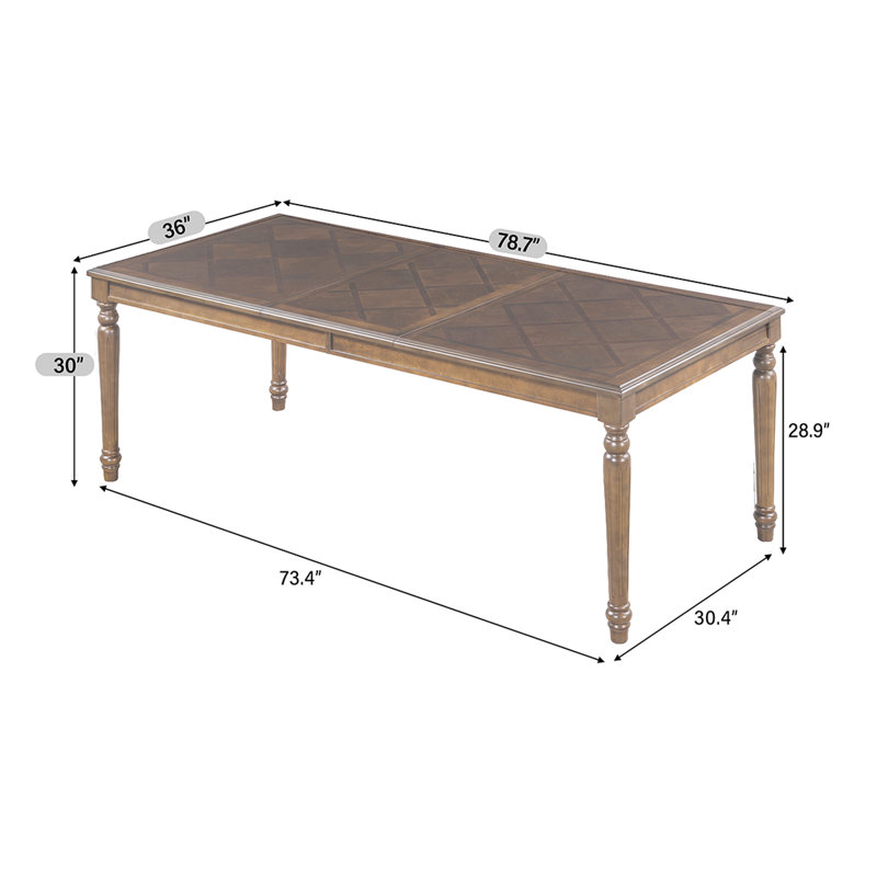 Table de salle à manger rustique en bois - Modèle rectangulaire avec pieds tournés et sculptés pour la cuisine et la salle à manger