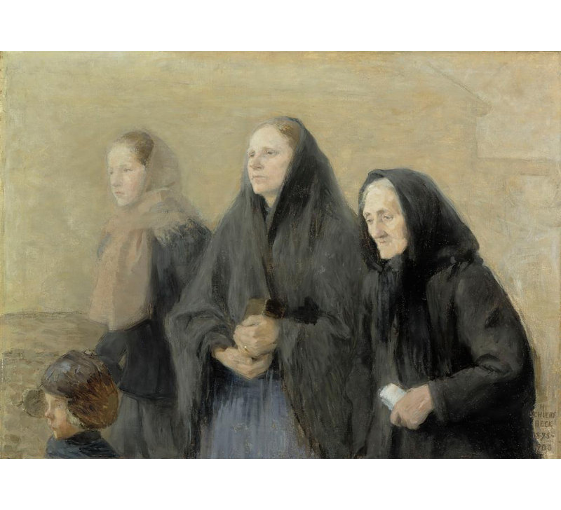 "Churchgoers" par Helene Schjerfbeck - Art mural sur toile tendue avec châssis, H 24 po x l 17 po